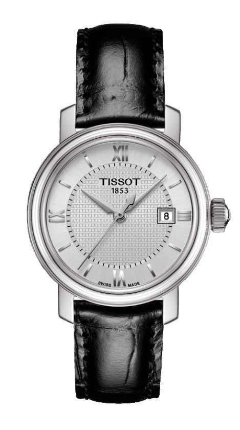 Tissot Bridgeport Women's Quartz Silver Dial with Black Leather Strap T0970101603800