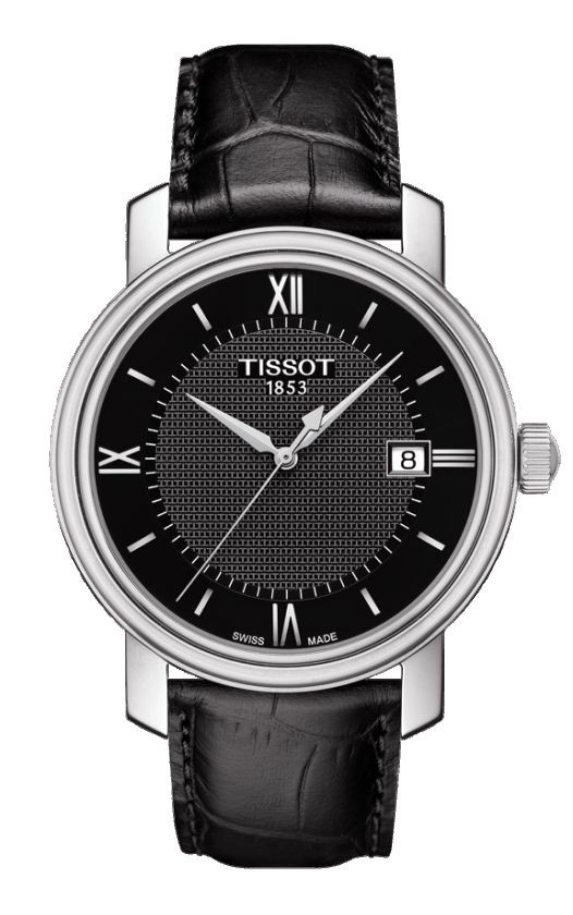 Tissot Bridgeport Men's Quartz Black Dial Watch with Black Leather Strap T0974101605800