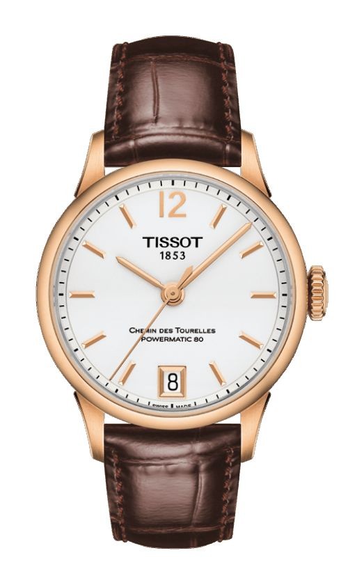 Tissot Chemin Des Tourelles Women's Automatic White Dial with Brown  Leather Strap T0992073603700