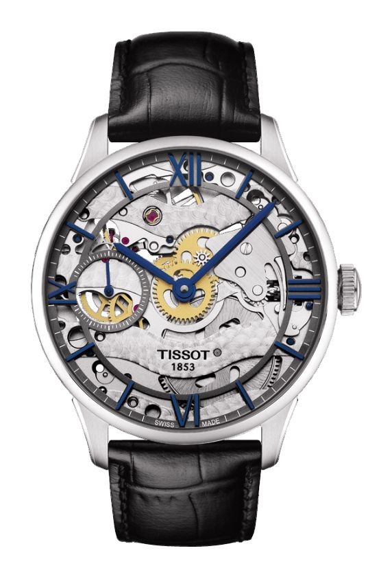 Tissot Chemin Des Tourelles Squelette with Black Leather Strap T0994051641800
