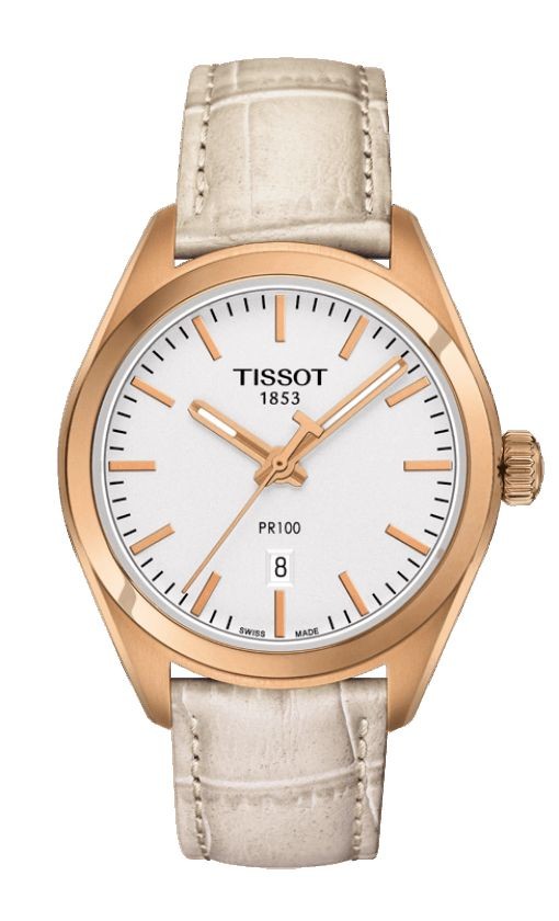 Tissot PR 100 Women's Quartz Silver Dial with White Leather strap T1012103603100