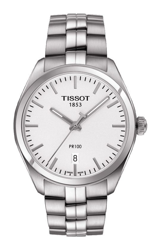 Tissot PR 100 Men's Quartz Silver Dial with Stainless Steel Bracelet T1014101103100