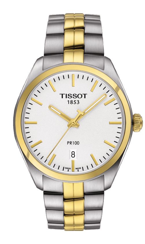 Tissot PR 100 Men's Quartz Silver Dial with Two-Tone Stainless Steel Bracelet T1014102203100