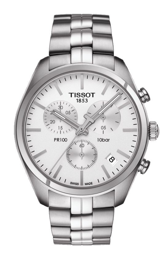 Tissot PR 100 Men's Quartz Chronograph Silver Dial with  Stainless Steel Bracelet T1014171103100