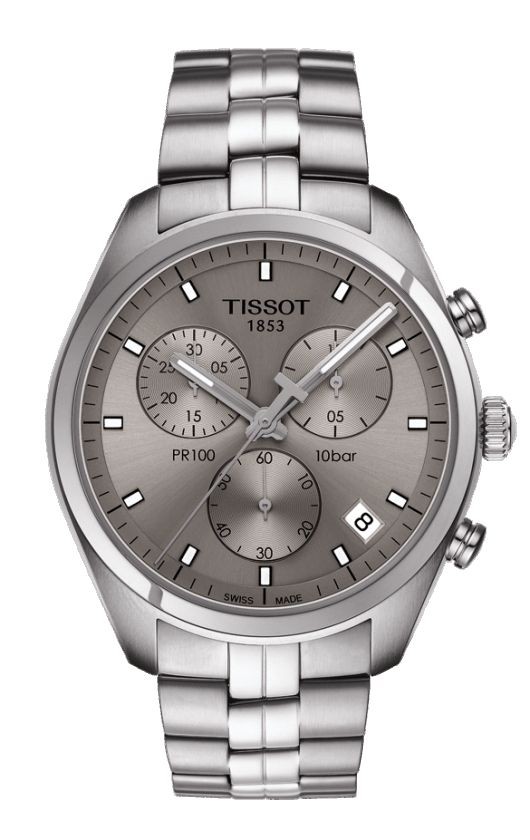 Tissot PR 100 Men's Quartz Chronograph Rhodium Dial with Stainless Steel Bracelet T1014171107100