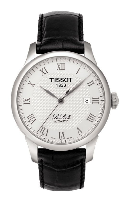 Tissot Le Locle Men's Automatic White Dial Watch with Black Leather Strap T41142333