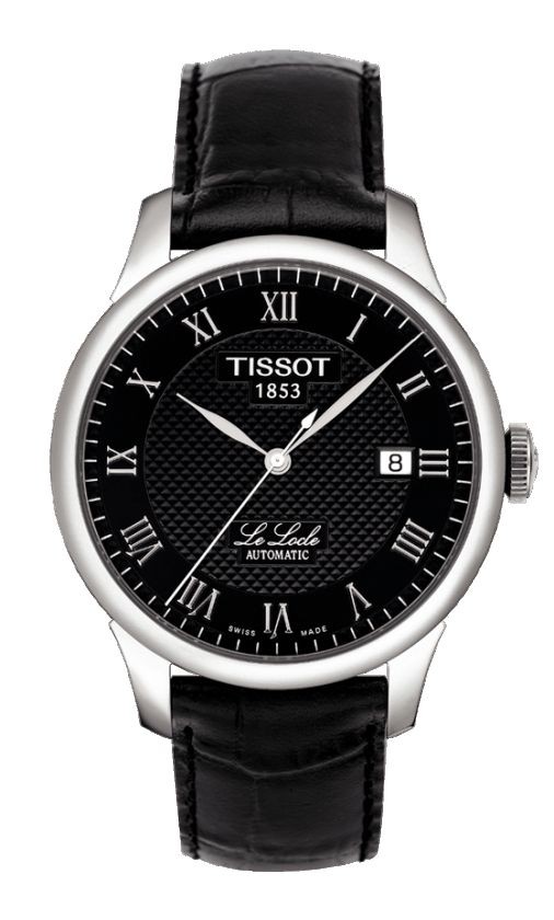 Tissot Le Locle Men's Automatic Black Roman Dial Watch with Black Leather Strap T41142353