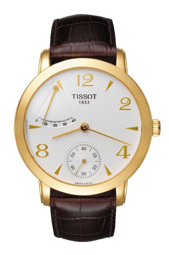 Tissot Sculpture Line Men's Mechanical Arabic Index Silver Dial Watch with Brown Leather Strap T71345934