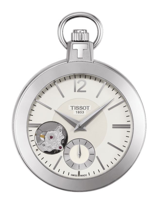 Tissot Pocket 1920 Men's Mechanical Pocket Watch with Ivory Dial and Chain T8534051926700