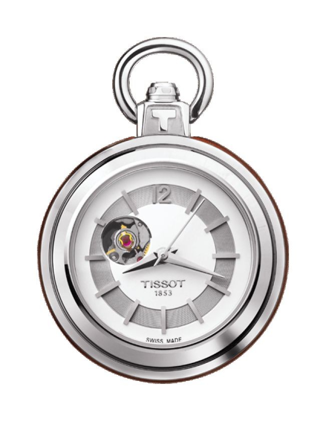 Tissot Pendant Men's Mechanical Silver Dial Watch with Brown Leather T8542051903700