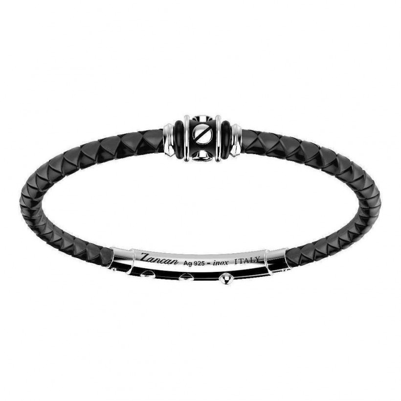 Zancan Silver Leather Bracelet TSB006-08