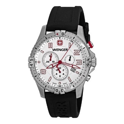 Wenger Squadron Chrono White Dial Black Silicone Strap