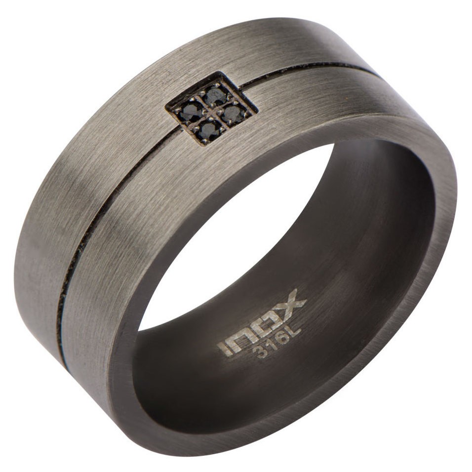 Inox Gunmetal Finished CZ Ring FR12652