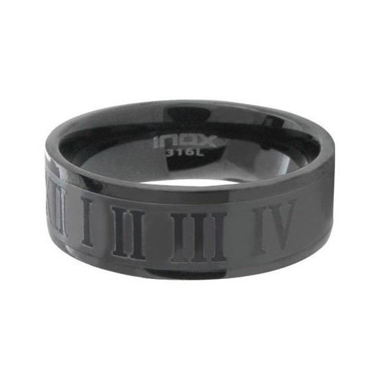 Stainless steel roman numeral hot sale ring
