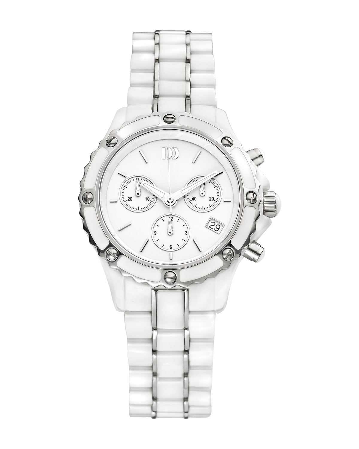 Danish Design White Steel & Ceramic Chronograph Women display picture 3