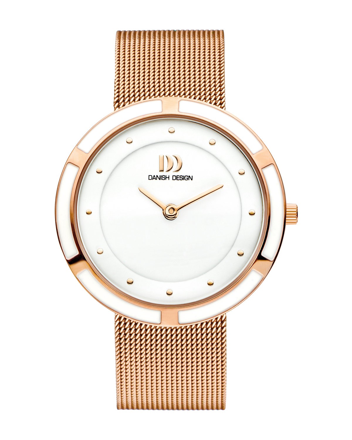Danish Design Rose Gold Mesh Stainless Steel Ceramic Women s Watch