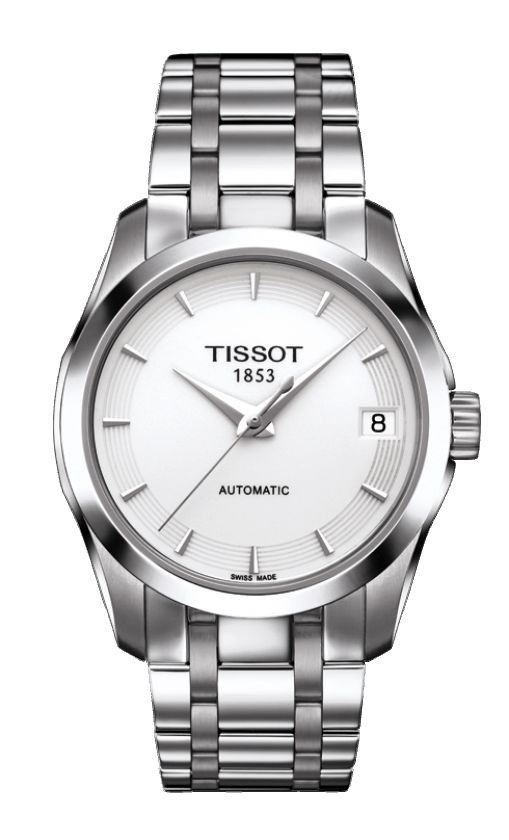 Tissot Couturier Automatic Lady White Dial Watch with Stainless Steel Bracelet T035.207.11.011.00