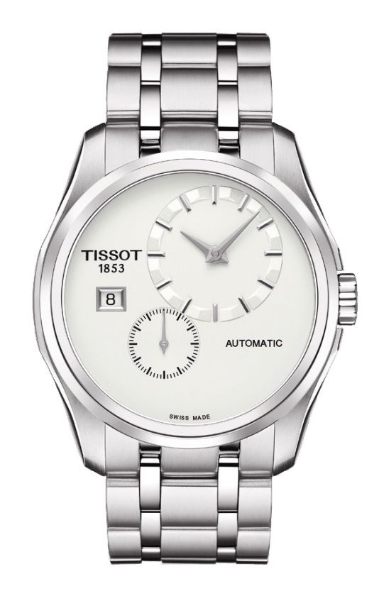Tissot Couturier Automatic Men s Small Second Silver Dial Watch with Stainless Steel Bracelet