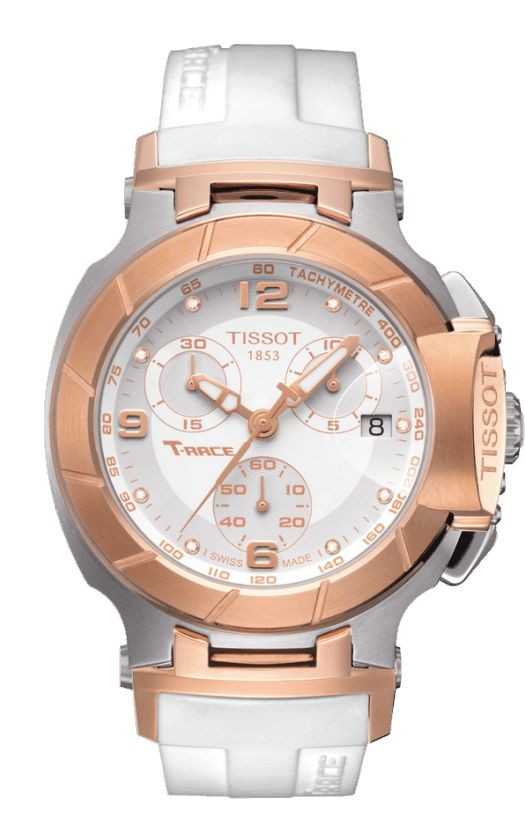 Tissot T Race Women s Quartz Rose Gold PVD Case with White Dial and Diamonds Watch T048.217.27.016.01