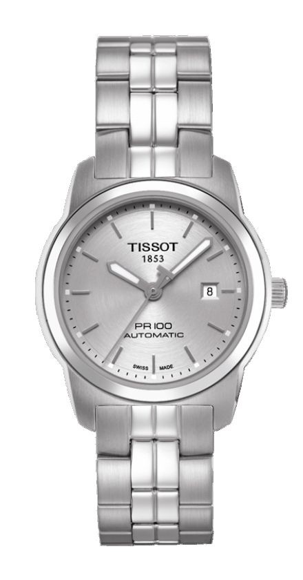 Tissot PR 100 Small Lady Automatic Silver Dial Watch with Stainless Steel Bracelet T049.307.11.031.00