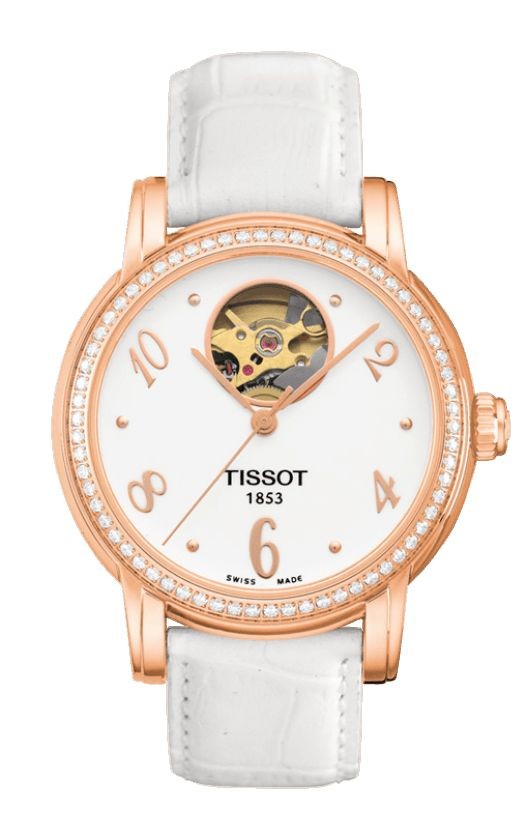 Tissot Lady Heart Automatic Women s White Dial Watch with White Leather Strap