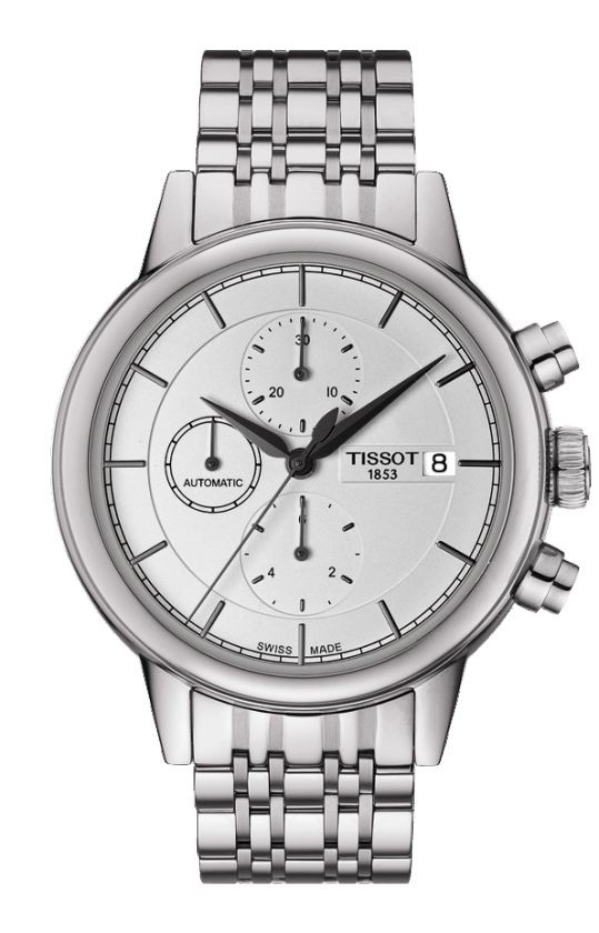 Tissot Carson Men s Automatic Chrono White Dial Watch with Stainless Steel Bracelet