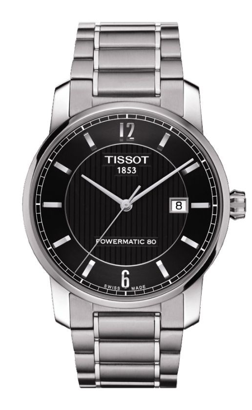 Tissot Titanium Men s Automatic Black Dial Watch with Titanium Bracelet