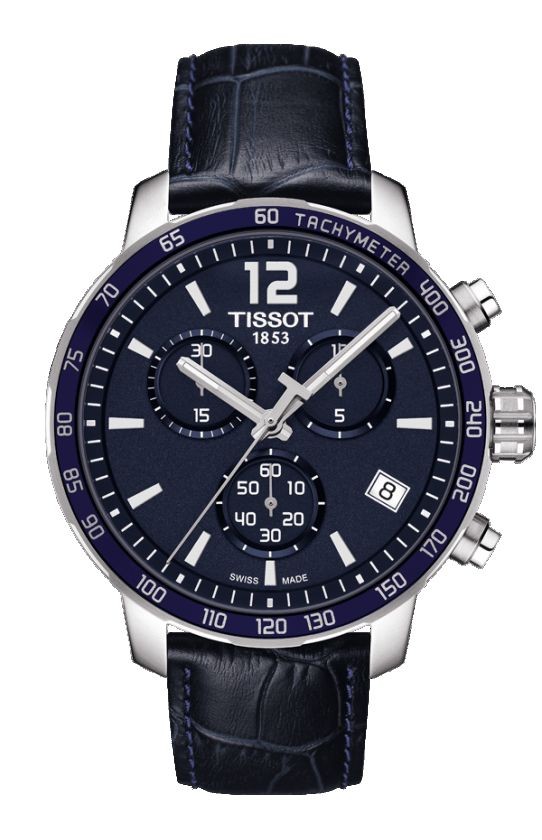 Tissot Quickster Men s Quartz Chronograph Blue Dial Watch with Blue Leather Strap