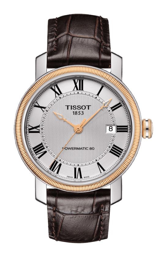 Tissot Bridgeport Men s Powermatic 80 Silver Dial Watch with Brown Leather Strap T097.407.26.033.00