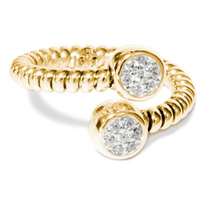 Borsari Yellow Gold Plated Silver Ring With Crystals