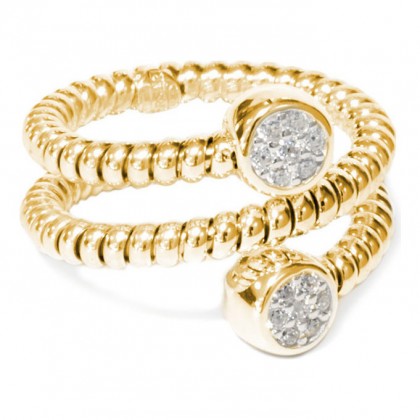 Borsari Yellow Gold Plated Silver Ring With Crystals