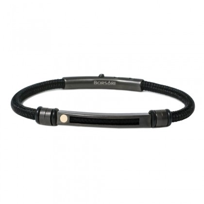 Borsari black polyester, stainless steel clasp with rose gold screw