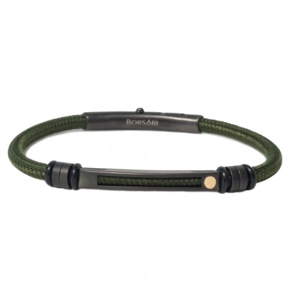 Borsari green polyester, stainless steel clasp with rose gold screw