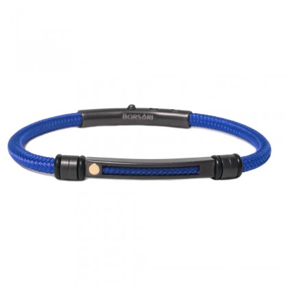 Borsari blue polyester, stainless steel clasp with rose gold screw