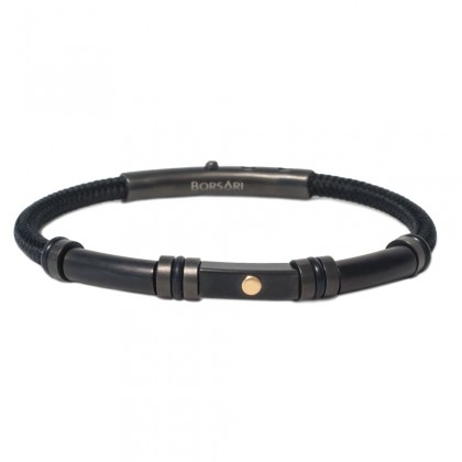Borsari black polyester, stainless steel clasp with rose gold screw