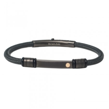 Borsari grey polyester, stainless steel clasp with rose gold screw