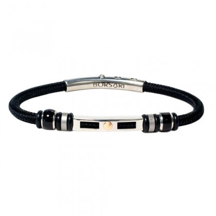 Borsari black polyester, stainless steel clasp with rose gold screw