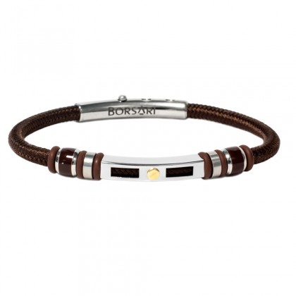 Borsari brown polyester, stainless steel clasp with rose gold screw