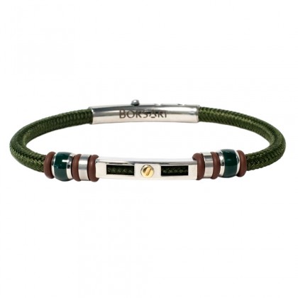 Borsari green polyester, stainless steel clasp with rose gold screw