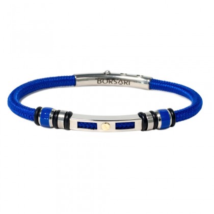 Borsari blue polyester, stainless steel clasp with rose gold screw