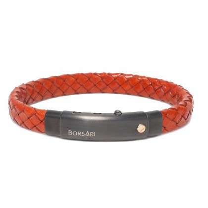 Orange leather with PVD steel clasp w/rose gold screw brstpe011