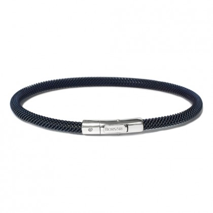 Borsari Blue Jeans PVD Steel Bracelet With White Diamond