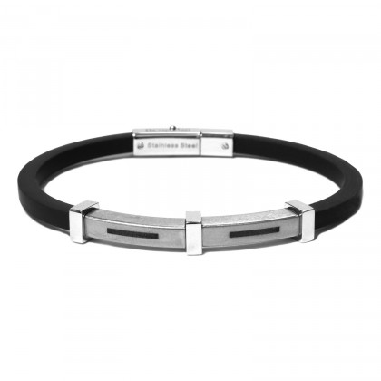 Borsari Rubber Stainless Steel Bracelet BR-IMP01BN