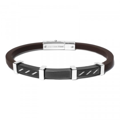 Borsari Rubber Stainless Steel Bracelet BR-IMP04CB