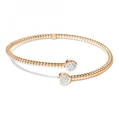 Borsari Bangle In Rose Gold Plated Silver With Crystals
