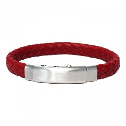 Borsari Bracelet With Red Caucciù And Natural Steel Closure