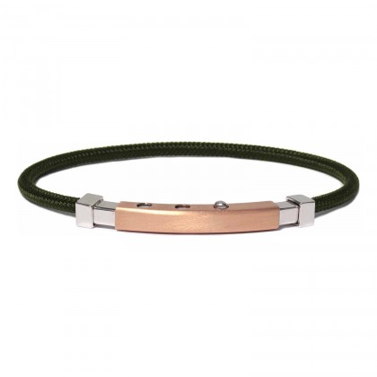 Borsari Green Polyester Bracelet With Silver & Rose Gold
