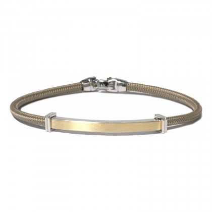Borsari Beige Polyester Bracelet With Silver & Rose Gold