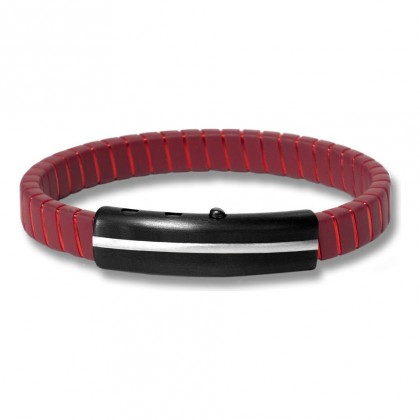 Borsari Red Synthetic Rubber & Red Copper Bracelet