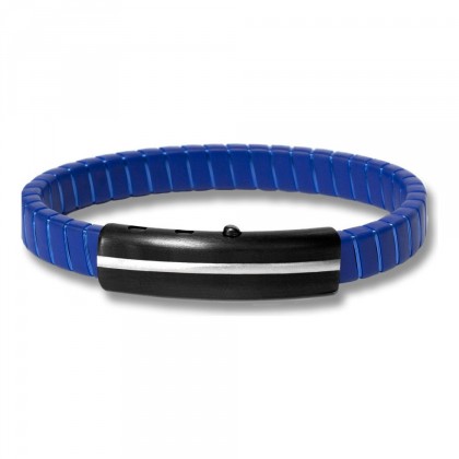 Borsari Electric Blue Synthetic Rubber & Blue Copper Bracelet